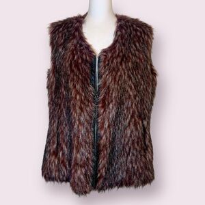 Via Spiga Faux Fur Vest in Brown and Black